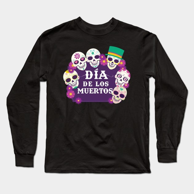 Dia De Los Muertos Long Sleeve T-Shirt by Javi